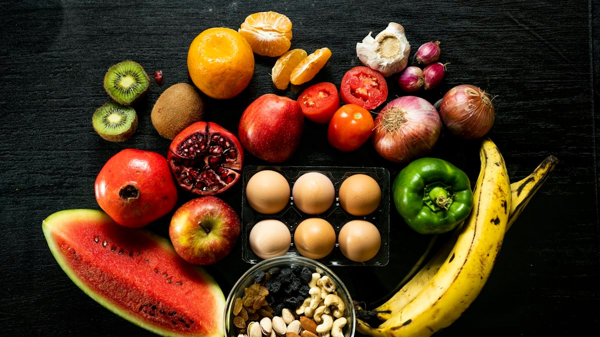 yellow banana red apple and yellow banana fruit